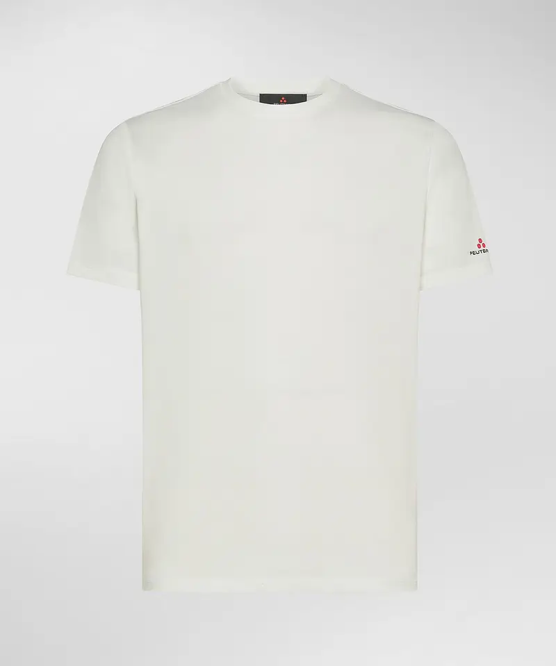 Zole 02 T-Shirt in Piquet stretch di cotone e seta papiro
